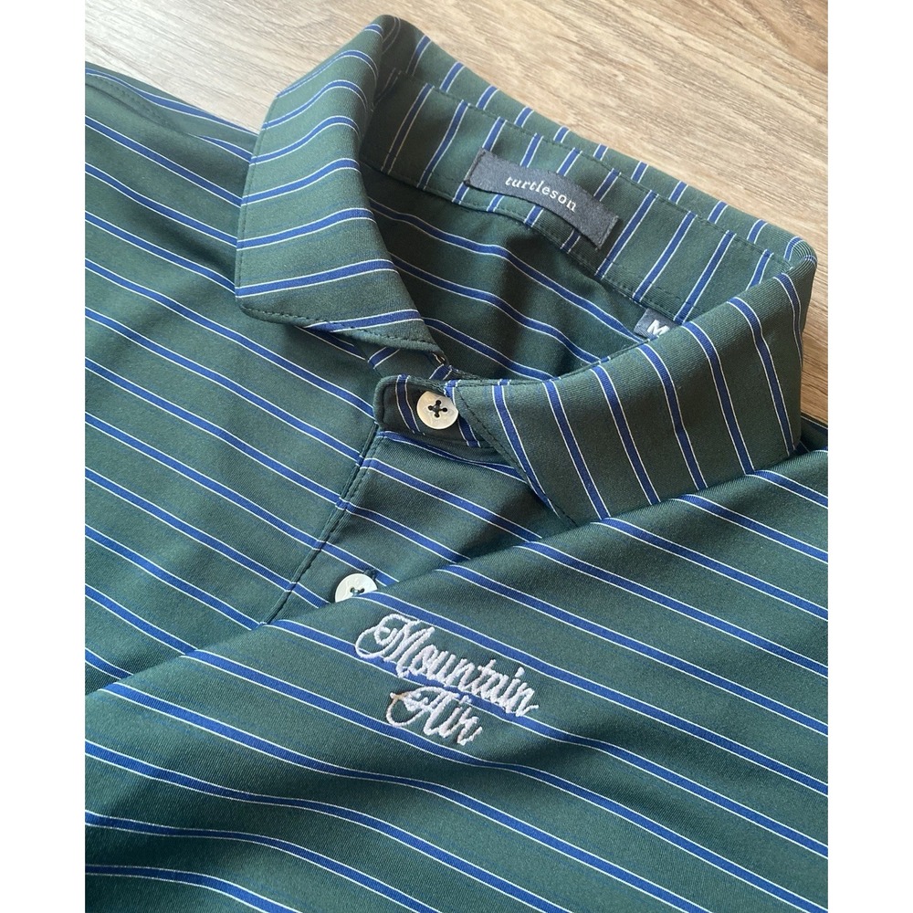 Turtleson Mens Medium Green Short Sleeve Golf Polo Shirt Mountain‎ Air